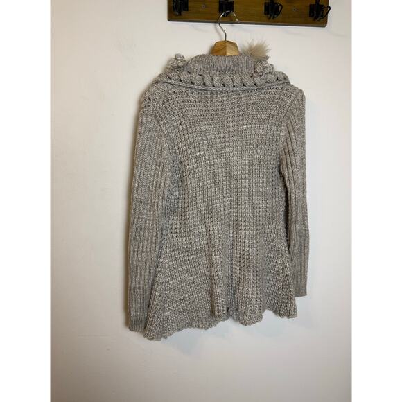 Fur Accented Wool Blend Sweater Blazer - Picture 5 of 8